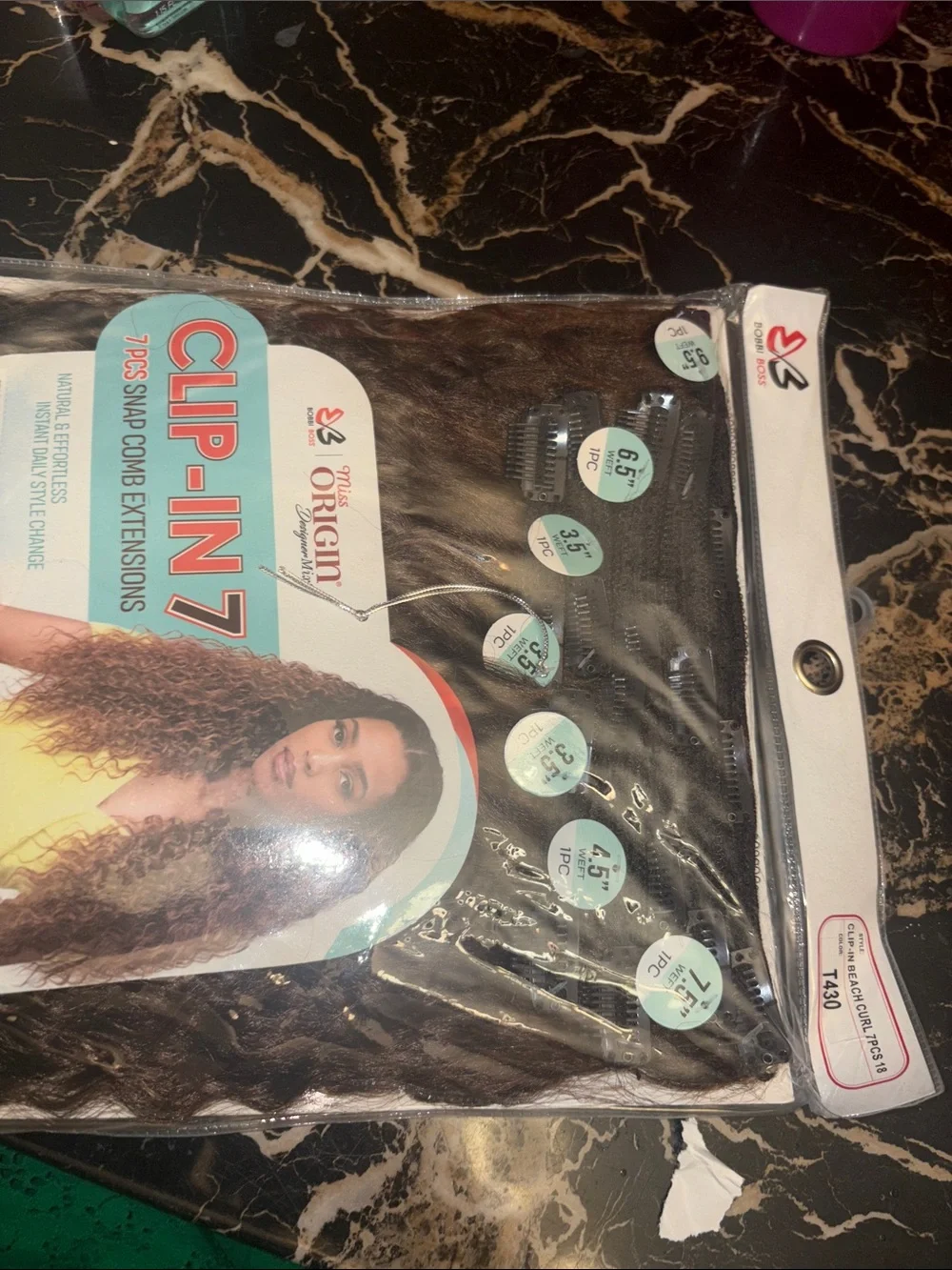 Miss Origin Clip-In 7 Piece Beach Curl Hair Extensions - Brown